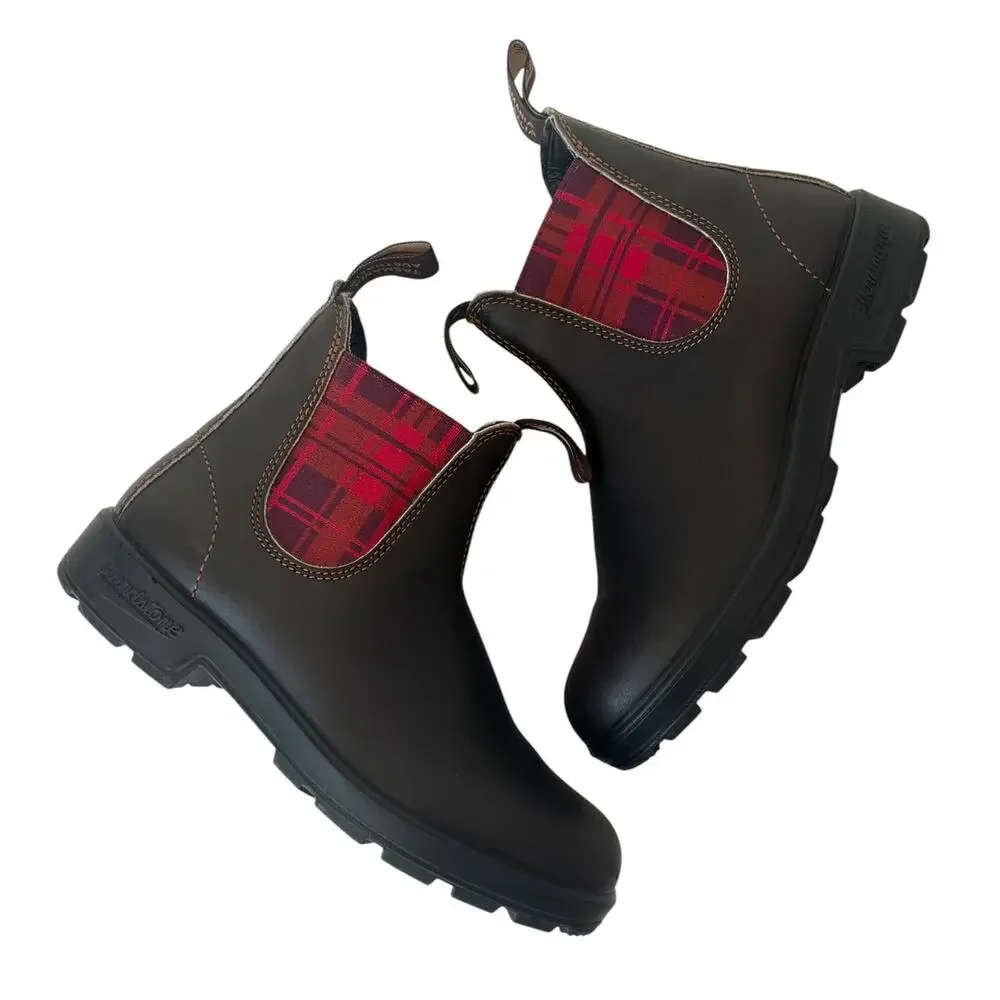 Blundstone 2100 Tartan Plaid Chelsea Boots Stout Brown AU 5 / US W 8 / M 6